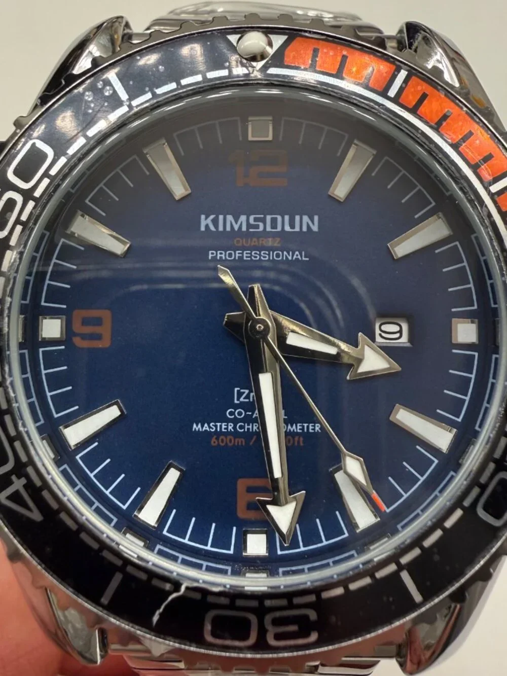KIMSOUN PROFESSIONAL MENS DIVER STEEL BLUE DIAL 45MM DATE WATCH NIB